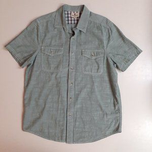 Woolrich Weave Pattern Canvas Green Short Sleeves